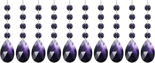 PATIKIL Teardrop Crystal Chandelier Pendants Beads, 10 Pack 125mm Length 38mm Chandelier Prisms Parts Ornaments Hanging Beads for DIY Arts Crafts Decoration, Violet