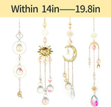 4PK Crystal Suncatcher for Windows Hanging Decor, Prism Sun Catcher with Chain and Hook, Rainbow Maker for Ceiling Garden Home Indoor Ornaments
