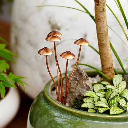 Metal Mushroom Garden Statue Decor,Iron Mushroom Statue Stake,Outdoor Statue Metal Mushroom Garden Stakes,Flower Pot Decoration,for Patio, Lawn, Yard Mushroom Stakes Plant Decorations (2)