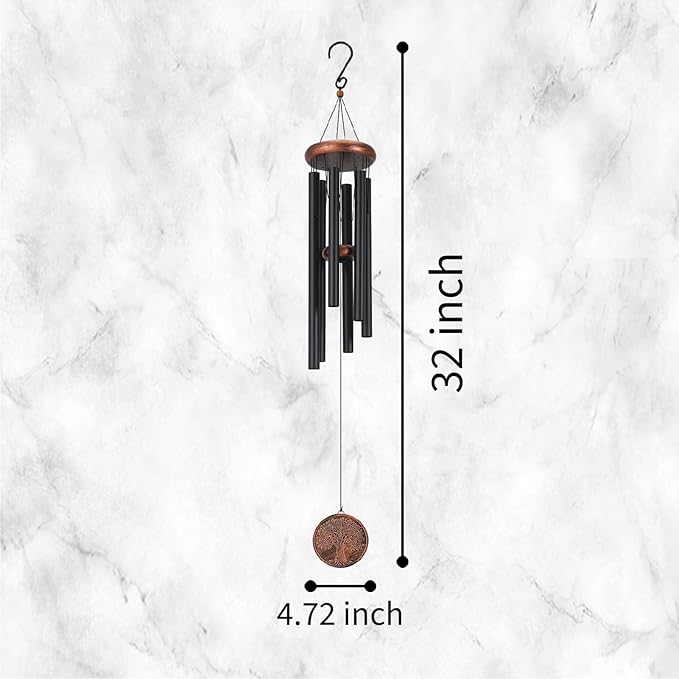 Memorial Wind Chime, Outdoor Decorative Wind Chime, Featuring a Pattern of a Tree of Life. It is an Excellent Gift, Suitable for Garden Decoration, Terrace or Porch. (32inch)