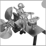 Handmade Metal Guitarist Windmill, Metal Art Musician Figurine Wind Mill, Percussionist and Musician Kinetic Spinners, for Garden, Yard, Lawn, Patio, Unique Art Gift for Music Lovers (Silver)
