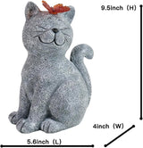 Solar Cat Statue Garden Outdoor Decor, Cat Kitten Figurines with Solar Lights Butterfly for Yard, Patio, Lawn, and Garden Outdoor Decoration, Housewarming Garden Gift.