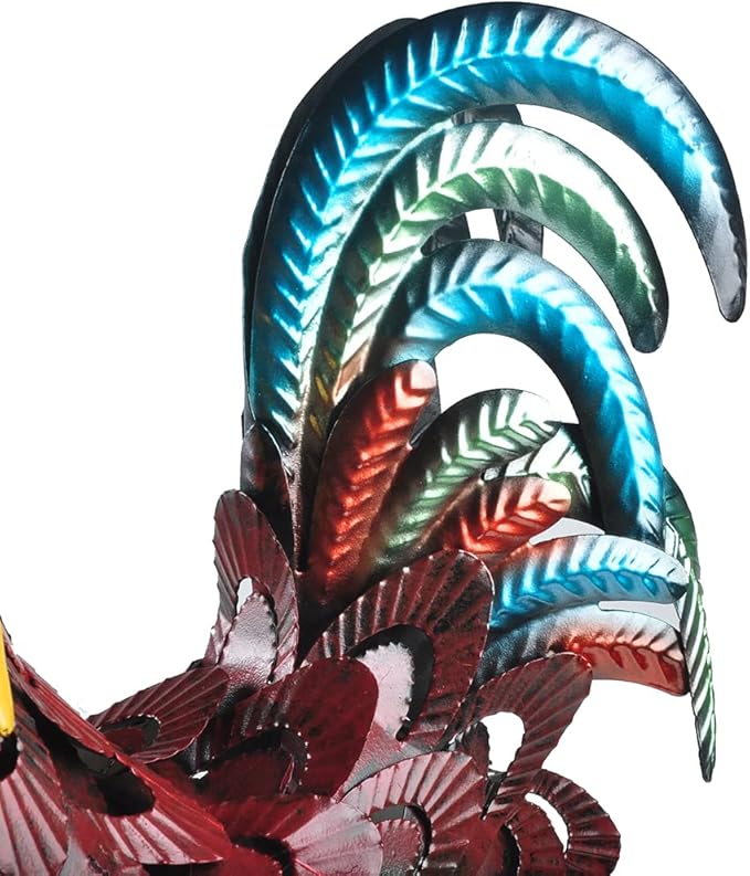Metal Rooster Statue Garden Chicken Sculpture Decoration Metal Yard Art for Yard Outdoor Indoor Decoration (#C)