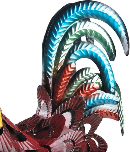 Metal Rooster Statue Garden Chicken Sculpture Decoration Metal Yard Art for Yard Outdoor Indoor Decoration (#C)