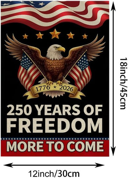 ZXvZYT 250 Years America Garden Flag,Eagle Design,USA 250th Anniversary Patriotic Design Flags Banner Double Sided Flax Outdoor Yard Decorative(12"x 18")