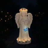 Dlfghos Solar Garden Angel Statue Solar Angel Outdoor Garden Decor Statues Praying Angel Memorial Figurine Light Decorations for Outside Yard Lawn Garden Cemetery Decor Gifts for Mom Grandma Women