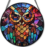 Stained Glass Window Hanging - Sun and Moon Faces 7.8in Sun Catchers Indoor Stained Glass Panels Wall Decor for Mom, Wife, Lovers, Festive