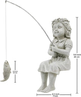 Nacome Gifts for Garden Home Mon Grandma The Little Fishergirl GardenHome Decor Statue,Fisherman Figurine Sculpture,OutdoorIndoor,Desk,Pool Pond Ornament