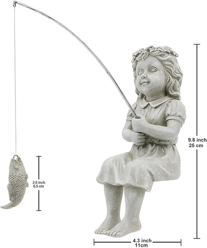 Nacome Gifts for Garden Home Mon Grandma The Little Fishergirl GardenHome Decor Statue,Fisherman Figurine Sculpture,OutdoorIndoor,Desk,Pool Pond Ornament