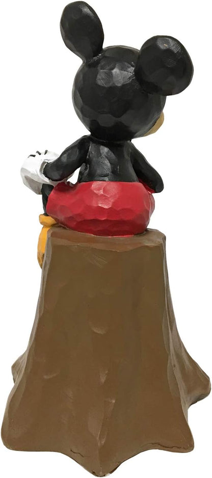 Disney Mickey Mouse Sitting on Stump with Flowers Everyday Outdoor Garden Statue,10 Inches Tall, Official Disney Licensed Product