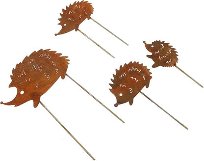 ORFOFE 4pcs Hedgehog Garden Ornament Micro Landscape Flower Pot Adornment for Home Outdoor Decor Cute Iron Art Statues for Garden Patio Decorations