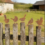 Geila 5PCS Rusty Birds Decoration, Fence Decorations Outdoor, Metal Birds Yard Decor Perfect Yard Art and Large Outdoor Ornaments (5PC)