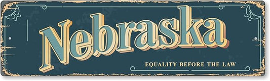 SmartSign 4 x 14 inch Nebraska State Vintage Metal Sign “Equality Before The Law”, 40 mil Rustproof Aluminum with Clear Overcoat, Retro Wall Décor, Multicolor, Made in USA
