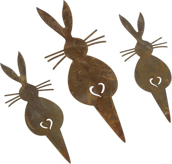 3Pcs Garden Statues Metal Yard Art Outdoor Decors Animals Stake Garden Decorations Outdoor Garden Statue
