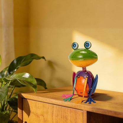 Frog Garden Decor Metal Yard Art Rustproof Garden Statues Outdoor Figurines for Patio Porch Lawn Gardening Gifts