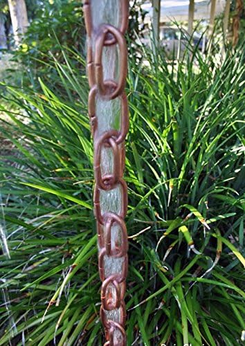 Extra Link Copper Rain Chain with Installation Kit - 10 Foot