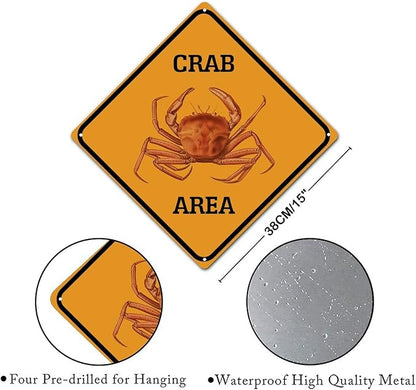 Crab Area Xing Caution Crossing Sign Ocean Animal Metal Tin Sign Warning Sign Novelty Road Fence Yard Wall Decor For Indoor Outdoor Man Cave Highway 15x15in