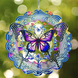 3D Butterfly Wind Spinners, 12 inch Stainless Steel Gradient Color Wind-Spinner, Outdoor Hanging Wind Sculpture for Garden Decor, Butterfly Gift for Women Girl Mother Wife Grandma(12inch)