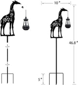 Solar Giraffe Metal Animal Stakes - Outdoor Decorative Garden Silhouette Lanterns