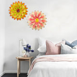 KorBabec 1 Pcs Metal Flower Wall Art Decor for Indoor Outdoor, 7.9" Metal Sunflower Wall Art for Garden Backyard Decor, Multiple Layer Hanging Flower Wall Decor for Bathroom, Living Room, Porch (Pink)