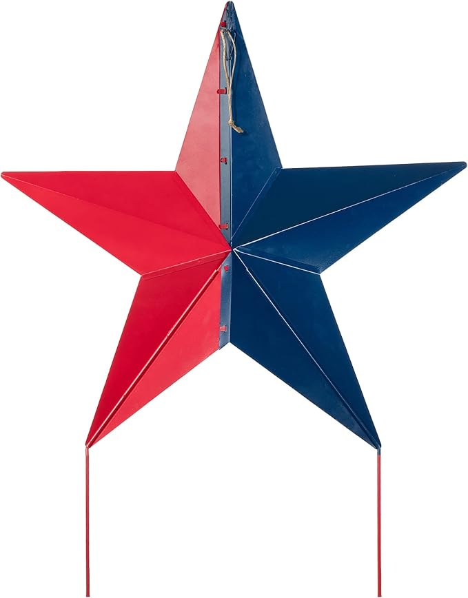 Glitzhome 30.75" H Metal Star Patriotic Garden Yard Stake, 4th of July American Holiday Wall Decor for Home Yard Front Door National Day Decoration