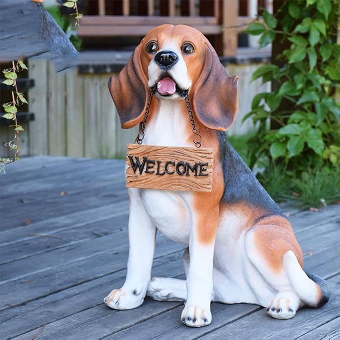 Garden Statue Animal Sculpture Outdoor Decor Gift Outdoor Statues Courtyard Resin Decoration Outdoor Garden Simulation Animal Statue Living Room Corridor Dog Sculpture(35 * 27 * 46cm)