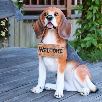 Garden Statue Animal Sculpture Outdoor Decor Gift Outdoor Statues Courtyard Resin Decoration Outdoor Garden Simulation Animal Statue Living Room Corridor Dog Sculpture(35 * 27 * 46cm)