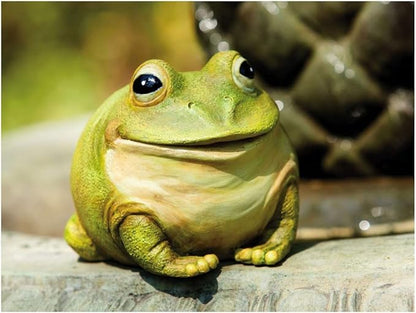 Evergreen Garden Cute Portly Frog 6" Tall Outdoor Statue and Secret Key Holder | Weatherproof and Outdoor Safe | Garden Sculpture | Porch Garage or Patio Home Decor