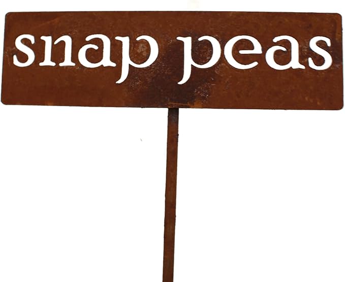Classic Metal Garden Markers 19 Inches Tall (snap peas, Naturally Rusted)