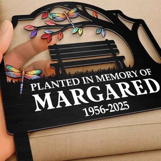 Personalized Metal Garden Stake - Outdoor Memorial Decoration, Sympathy Gift, Yard or Grave Marker - Planted in Memory of