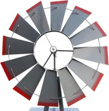 Metal Windmill for Garden Yard Decor, 8ft Tall Windmill Pinwheels Outdoor with Spinning Blades, Weather Vanes Lawn Ornaments, Weather-Resistant, Grey