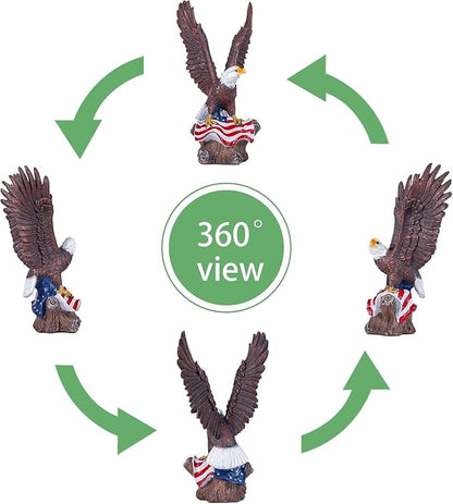 15.35in Majestic Lifelike Bald Eagle Statue - Durable Resin Garden Sculpture for Outdoor Lawn Decoration & Indoor Art Display Courtyard Decoration