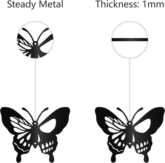CREATCABIN Moth Metal Wall Decor Black Skull Metal Wall Art Hanging Ornament Iron Butterfly Wall Decoration Sculpture Butterfly Boho Home Decor for Modern Farmhouse Rustic Home Bathroom 8 x 6.3Inch