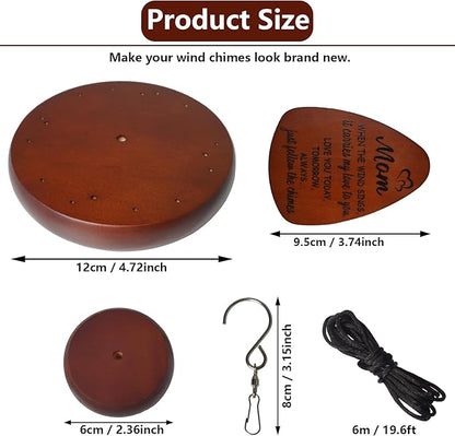 SPNKMJUJ Wind Chime Replacement Parts, 28 PCS Windchime Repair Kit Including Round Top, Clapper, Wind Catcher, 19.6FT Nylon Cord, DIY Wind Chime Supplies, Gift for Mom
