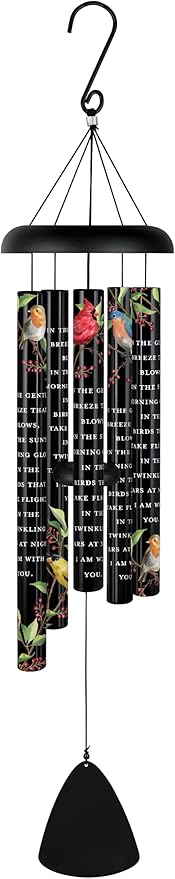 Carson 38" 'with You' Bird Wind Chime - Bereavement Chime - Cardinal Windchime for Outdoor Decor - Garden Patio Porch