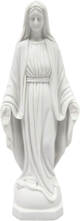 Vittoria Collection 12" Our Lady of Grace Virgin Mary Madonna Blessed Mother Religious Catholic Italian White Statue Sculpture Figurine Figure Made in Italy Indoor Outdoor Garden
