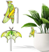 JOONOR 2 Pieces Stained Acrylic Moth Flower Pot Hugger Cute Animal Moth Grasshopper Statue for Planter Hanger Decorations Outdoor Fairy Garden Planter Edge Accessories,Style E