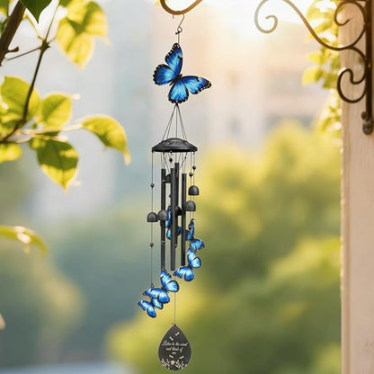 Butterfly Wind Chimes Outdoor Black Metal Windchimes Garden Patio Decor Butterfly Gifts for Women Ideal Memorial/Housewarming/Birthday/Festival Gifts Front Yard Decor