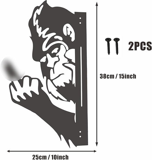 Peaking a Bo Off Bigfoot Animal Metal Sign Art Ornament,Peeping Animal Wall Art Ornament Bigfoot Peeping Around Signs Sasquatch Yard Decor