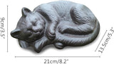 Cast Iron Sleeping Cat Statue Figurine Animal Decor,Heavy Duty Decoration Ornaments for Home Garden,Black