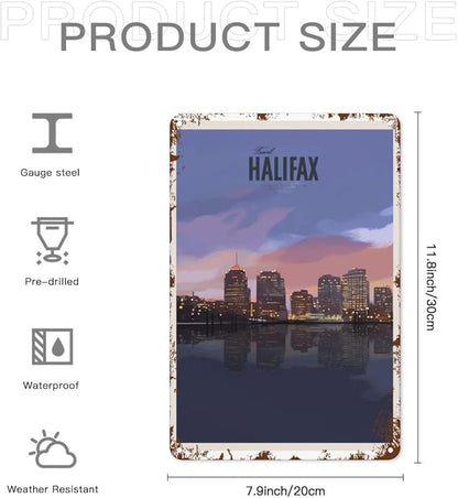 Vintage Tin Signs Travel Halifax 10 Retro Metal Wall Decor for Home,Garden & Patio Inspirational Quotes & Funny Life Posters 8x12IN