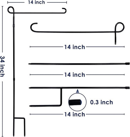 Garden Flag Stand, Thickened Pole Sturdy Straight Premium Metal Yard Flag Holder Weather-Proof Flagpole Seasonal Garden Flag, Christmas Garden Flag, Outdoor Decor Decoration