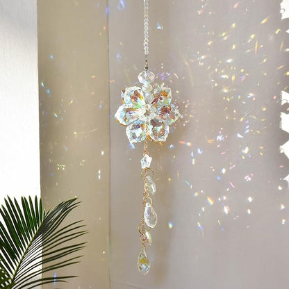 Crystal Flower Sun Catcher, Hanging Sunlight Catcher, Sun Catcher Crystals, Hanging Crystals for Decoration, Window Decoration, Birthday Gift (Transparent)