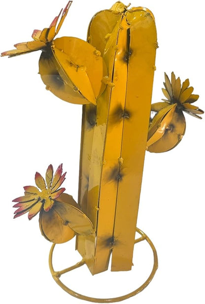 Mini Metal Saguaro - Garden Art (Yellow)