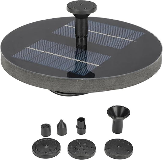 Solar Fountain, Round Solar Water Fountain Pump for Bird Bath, 1.6W Floating Solar Landscape Fountain for Garden Decoration Pool Pond