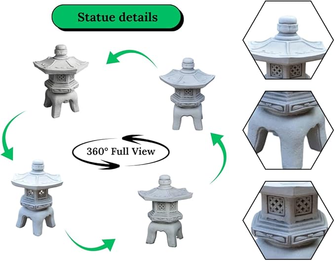 Asian Pagoda Figure Conrete Oriental Lantern Decoration Outdoor Sculpture Yard Chinese Style Zen Garden Ornament Front Door Japanese Figure