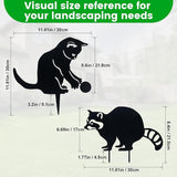 Decorative Garden Stakes, Animal Silhouette Set of 2-12 Inch Rust-Resistant Metal Cat & Raccoon Decor for Outdoor Yard and Lawn