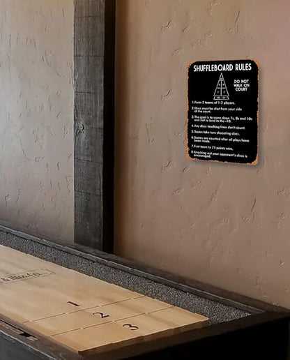 SHUFFLEBOARD BLACK New Metal Signage Wall Rules in Real LifeInteresting Rules Signs for Indoor and Outdoor 8×12 Inches