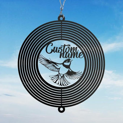 Personalized Goldfinch Metal Wind Spinner, Custom Hanging Decoration for Outdoor Spaces, Kinetic Bird Art, Nature Gift (Goldfinch Garden Wind Spinner)
