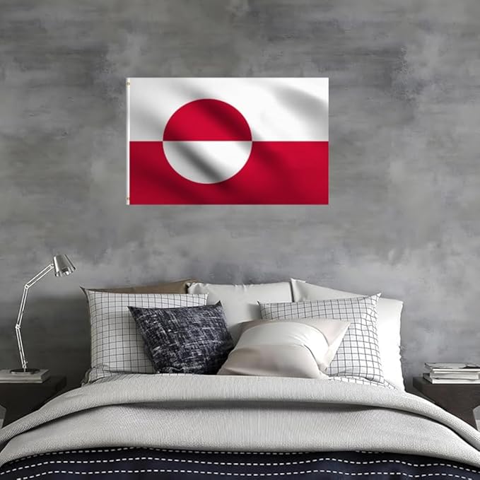 Greenland Flags, 3X5FT,3Ply Double Sided Denmark Greenlander National Flag, Double Stitched with Brass Grommets, For Room Teen Cool Tapestry For Dorm Wall Decor For Porch, Indoor Outdoor Flags, Gifts (3PLY, 3X5)